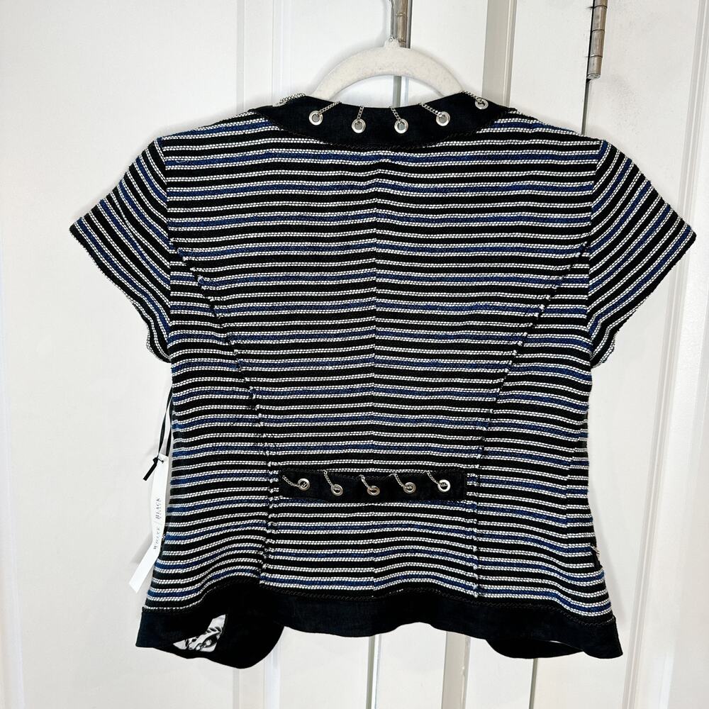 WHITE HOUSE BLACK MARKET -NWT- Striped Chain Laced Blazer Jacket | 00 - Picture 5 of 9